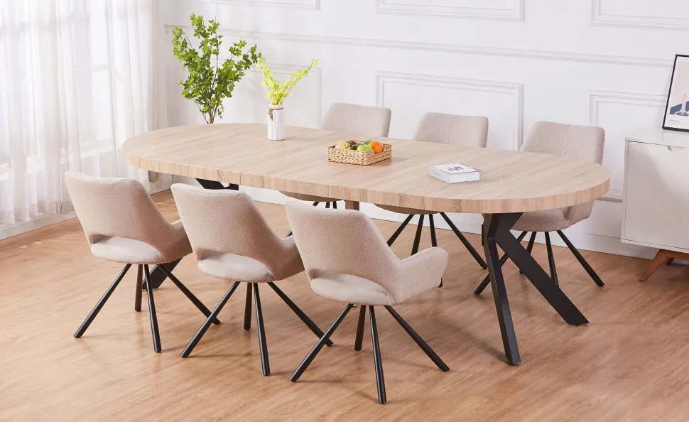 Table ronde extensible Myriade Noir et Chêne Clair