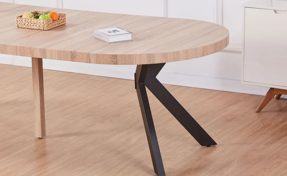 Table ronde extensible Myriade Noir et Chêne Clair