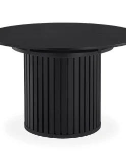 Table ronde extensible pied central style colonne Burkina 120-160cm Noir