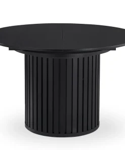Table ronde extensible pied central style colonne Burkina 120-160cm Noir
