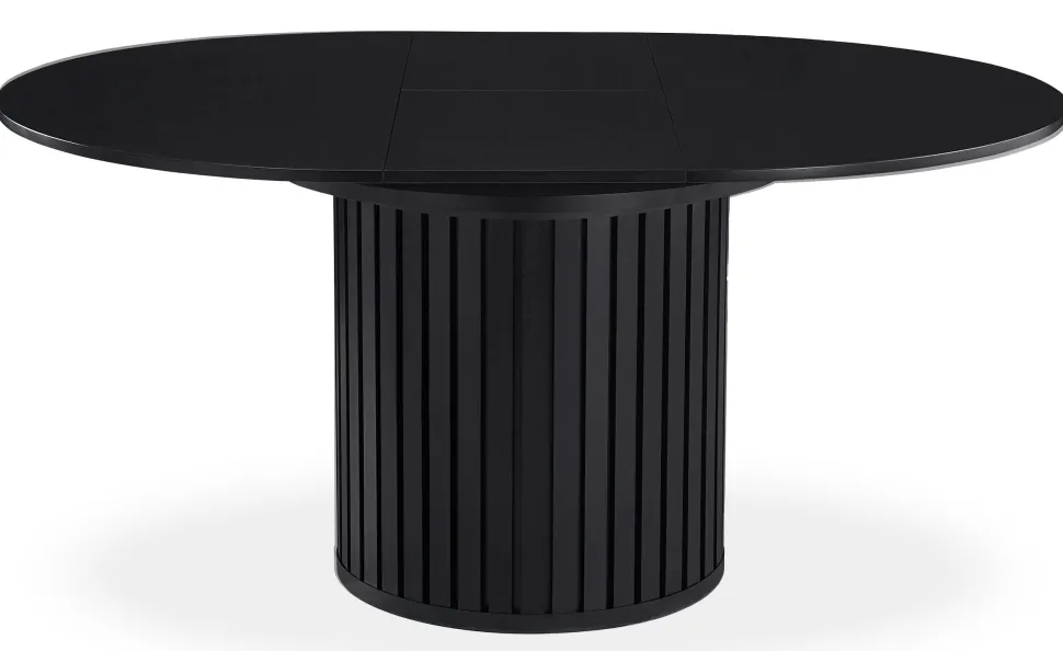 Table ronde extensible pied central style colonne Burkina 120-160cm Noir