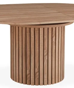 Table ronde extensible pied central style colonne Burkina 120-160cm Bois Sonoma
