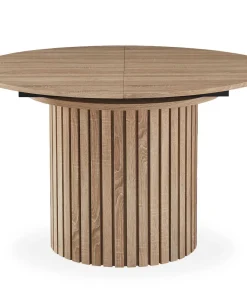 Table ronde extensible pied central style colonne Burkina 120-160cm Bois Sonoma