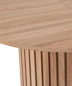 Table ronde extensible pied central style colonne Burkina 120-160cm Bois Sonoma