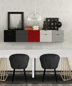 Table ronde extensible Soare Effet Marbre pieds Or