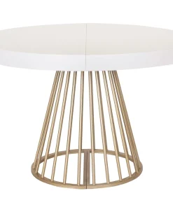 Table ronde extensible Soare Blanc pieds Or