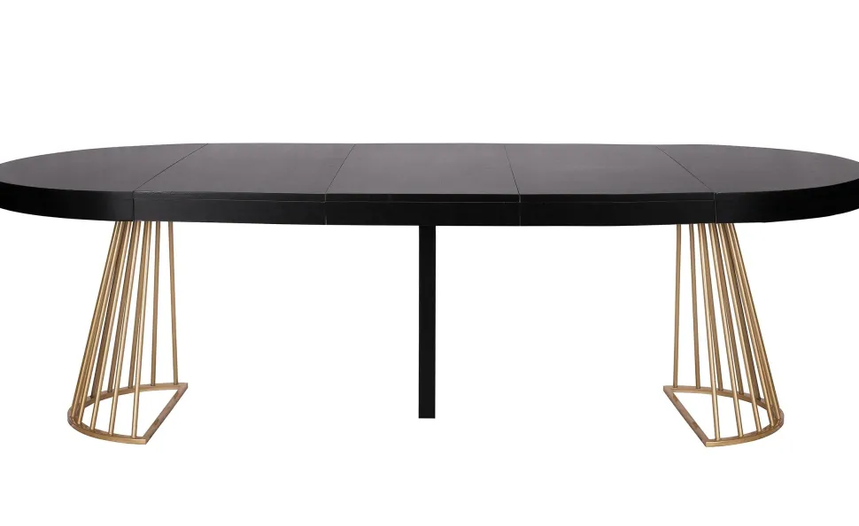 Table ronde extensible Soare Noir pieds Or