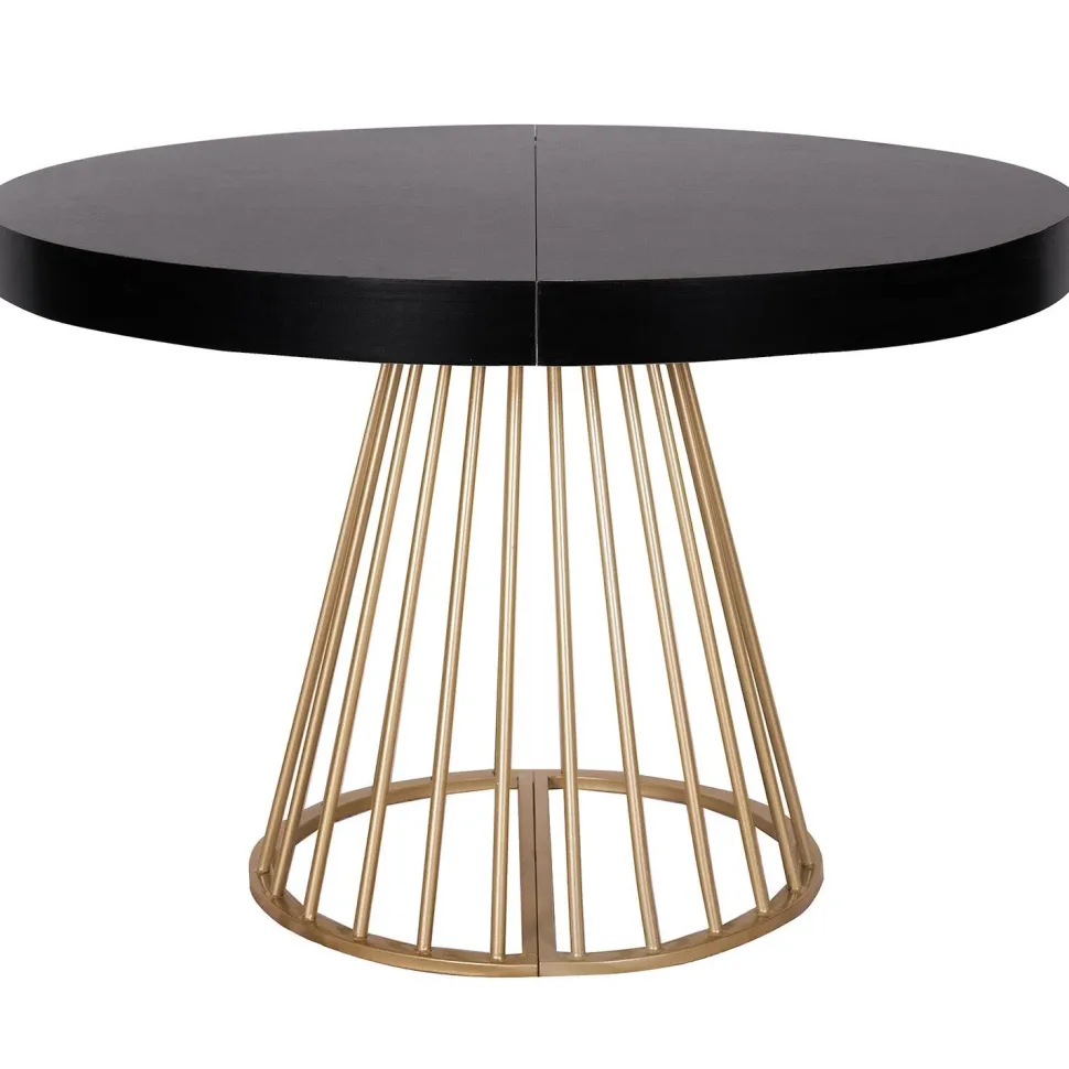 Table ronde extensible Soare Noir pieds Or