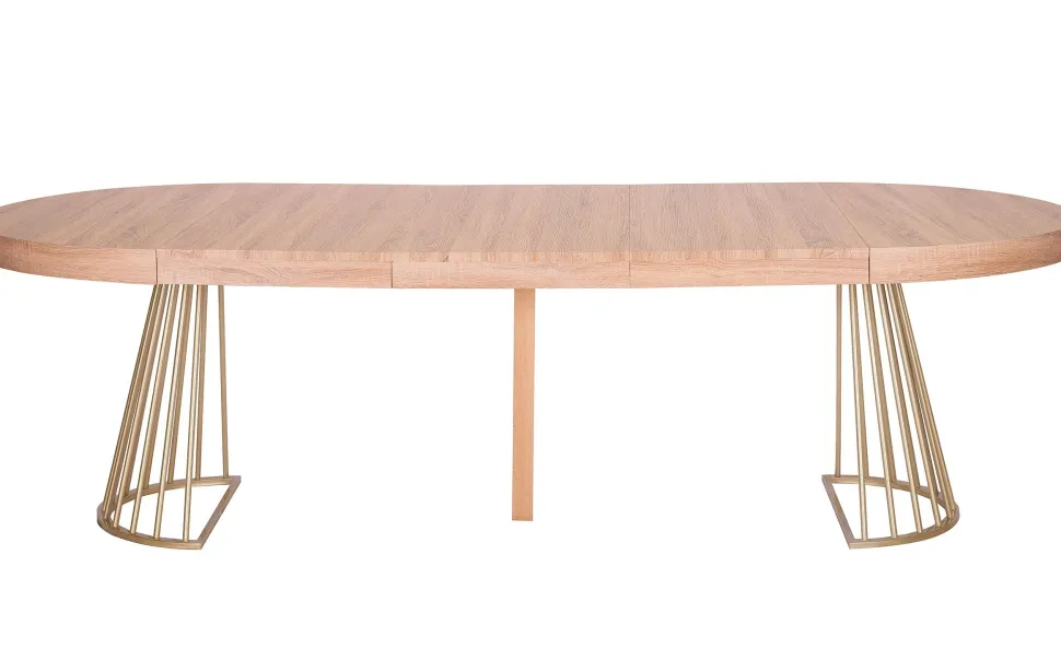 Table ronde extensible Soare Chêne Clair pieds Or
