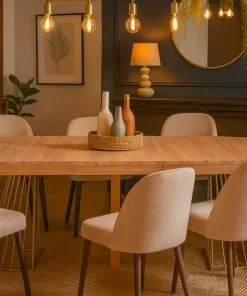Table ronde extensible Soare Chêne Clair pieds Or