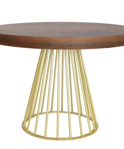 Table ronde extensible Soare Bois Noisette pieds Or