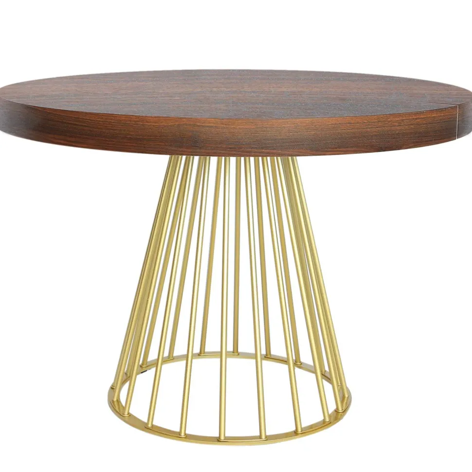 Table ronde extensible Soare Bois Noisette pieds Or