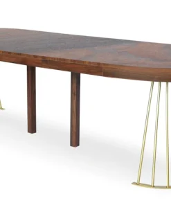 Table ronde extensible Soare Bois Noisette pieds Or
