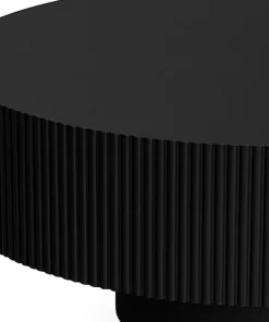 Table ronde L78,5cm avec rainures verticales scuptées Pulsar Noir