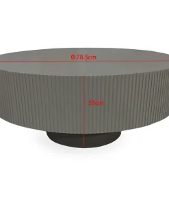 Table ronde L78,5cm avec rainures verticales scuptées Pulsar Noir