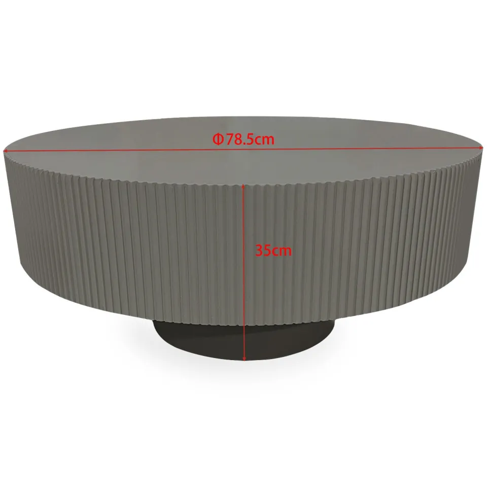 Table ronde L78,5cm avec rainures verticales scuptées Pulsar Noir