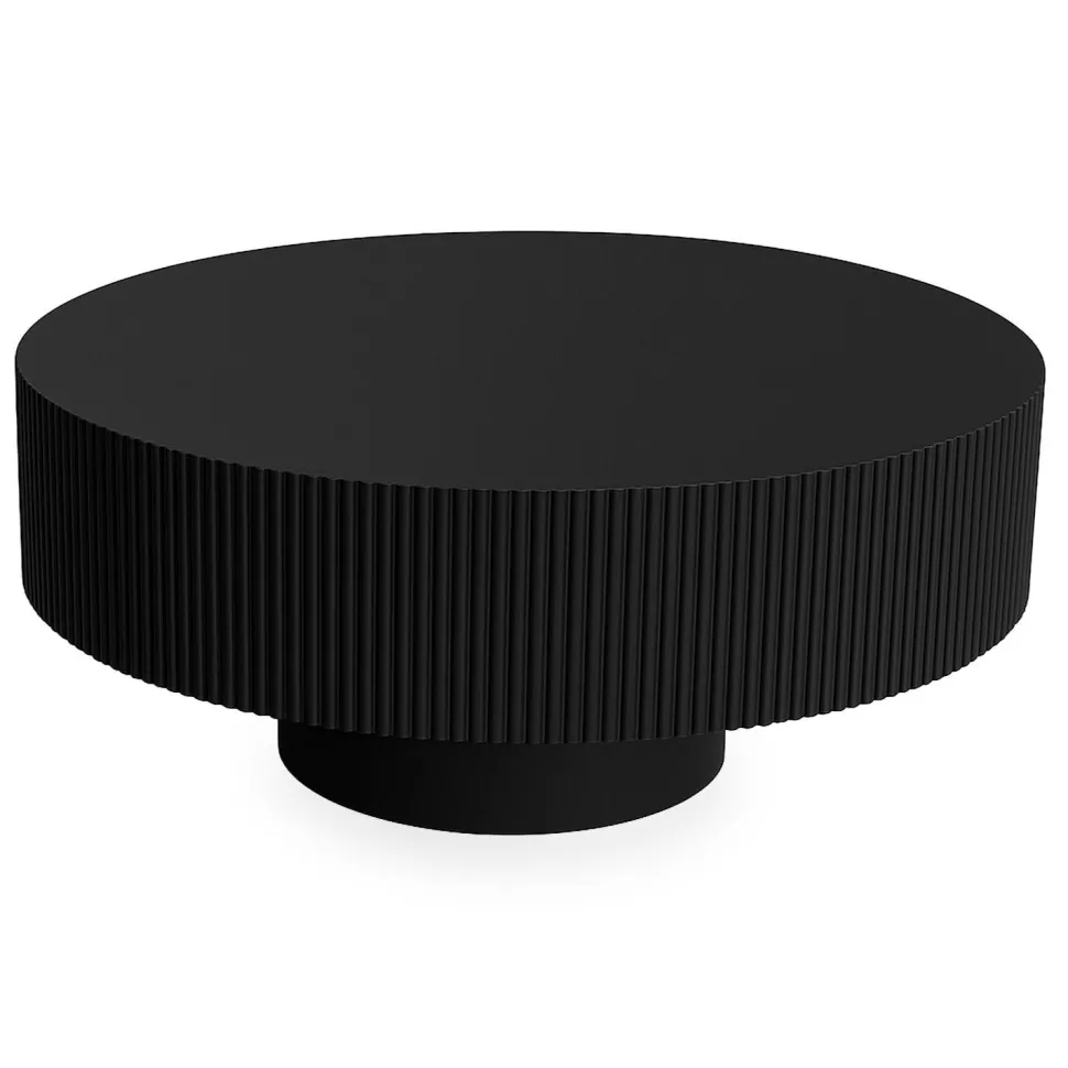 Table ronde L78,5cm avec rainures verticales scuptées Pulsar Noir