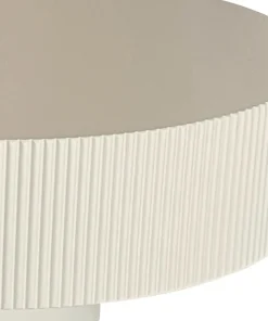 Table ronde L78,5cm avec rainures verticales sculptées Pulsar Blanc cassé