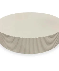 Table ronde L78,5cm avec rainures verticales sculptées Pulsar Blanc cassé
