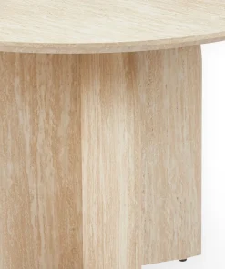 Table ronde élégante 120cm Calyptus Effet travertin Beige