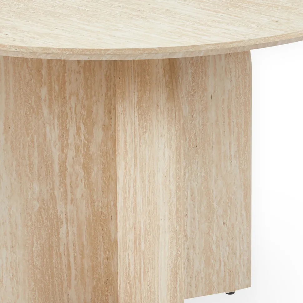 Table ronde élégante 120cm Calyptus Effet travertin Beige