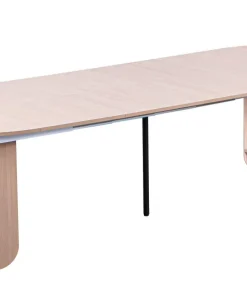 Table ronde style japandi extensible 310cm Tulipa rallonges intégrées Bois clair