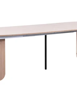 Table ronde style japandi extensible 310cm Tulipa rallonges intégrées Bois clair