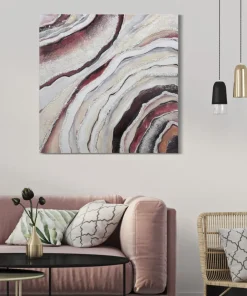 Tableau abstrait encadré en bois massif multicolore