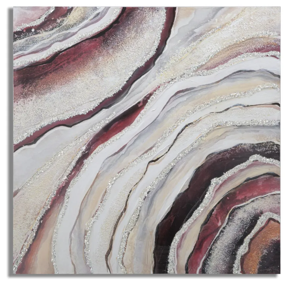 Tableau abstrait encadré en bois massif multicolore
