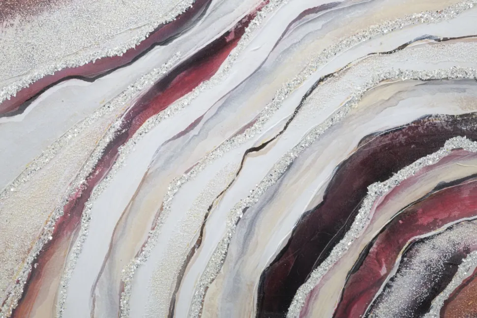 Tableau abstrait encadré en bois massif multicolore