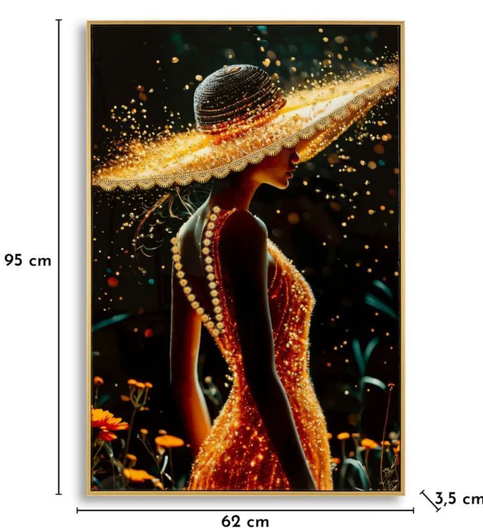 Tableau Illumy silhouette féminine avec éclats dorés cadre doré