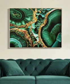 Tableau Laquared en toile avec cadre bois et métal doré applications en relief