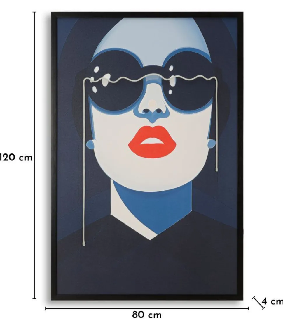 Tableau LED Cécille femme pop rouge et bleu