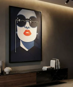 Tableau LED Cécille femme pop rouge et bleu