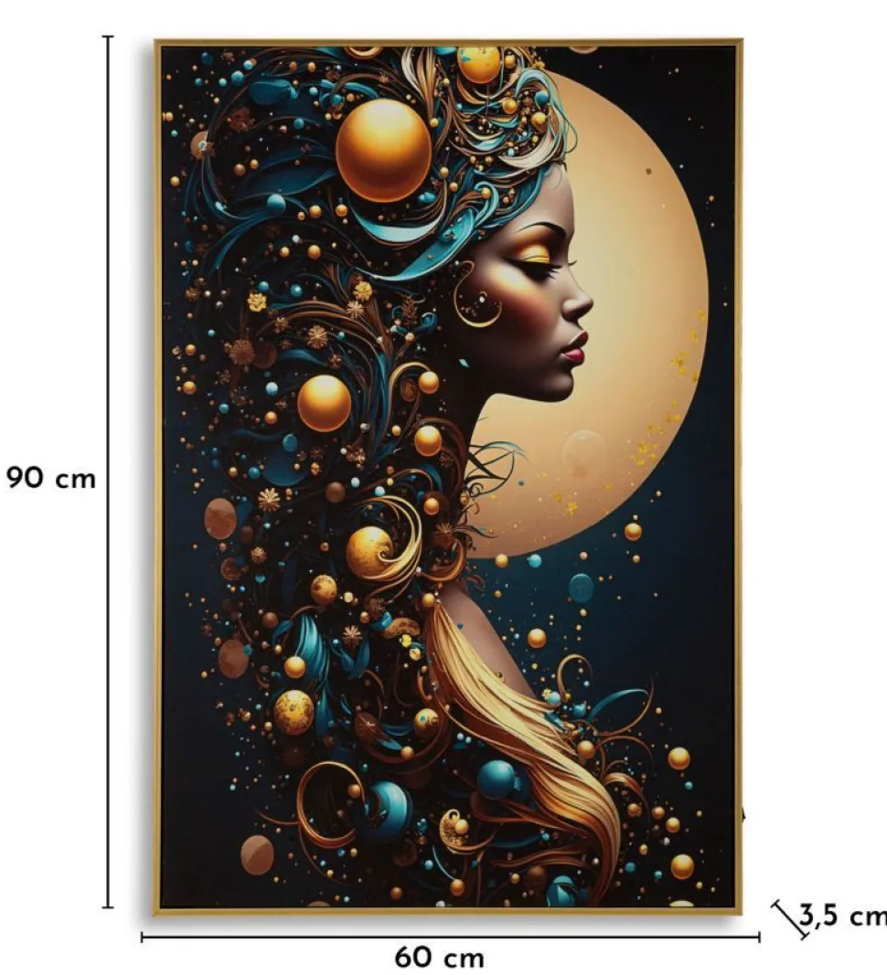 Tableau Minerva avec LED en cadre doré