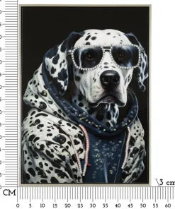 Tableau mural Chien Dalmatien encadré Bois massif et Métal argenté
