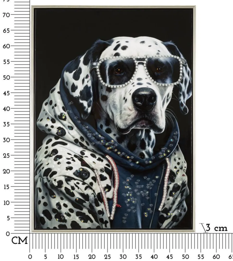 Tableau mural Chien Dalmatien encadré Bois massif et Métal argenté