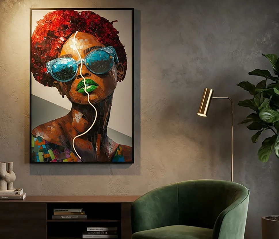 Tableau mural 3D LED Afro Multi-couleurs