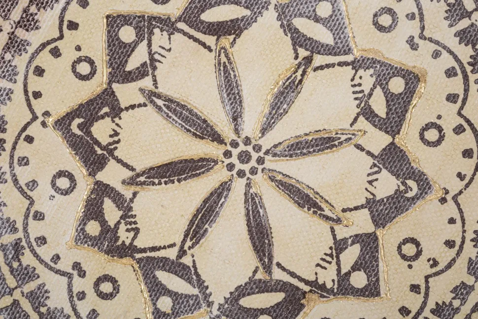 Tableau mural Malind Motifs géométriques Décorations en relief Bois massif Marron