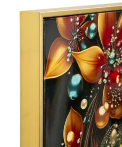 Tableau Papillon Turquoise avec Fleurs Lumineuses
