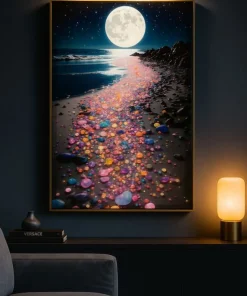Tableau paysage nocturne cadre Laqué
