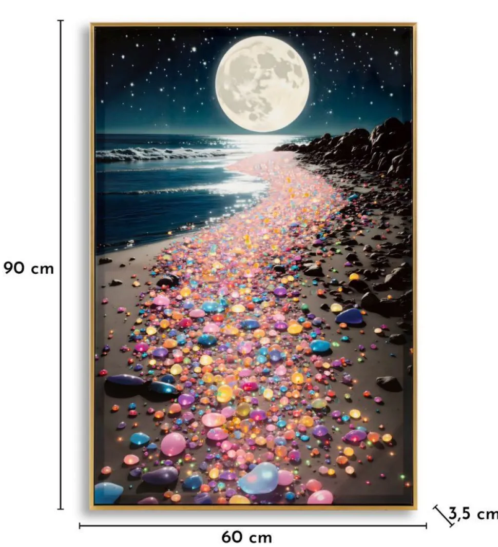 Tableau paysage nocturne cadre Laqué