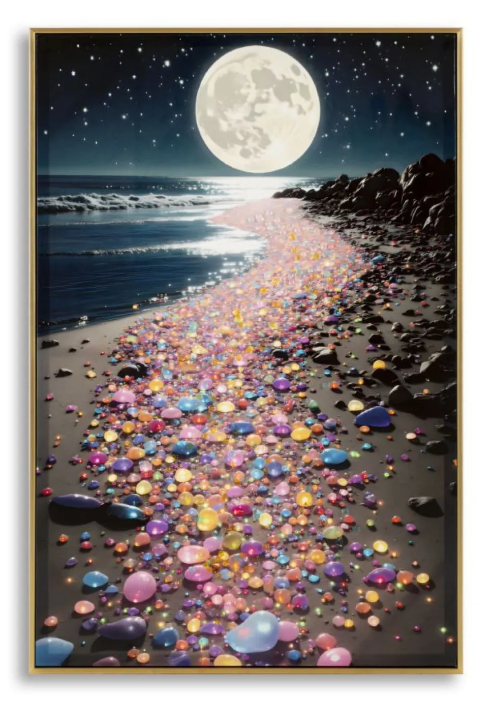 Tableau paysage nocturne cadre Laqué