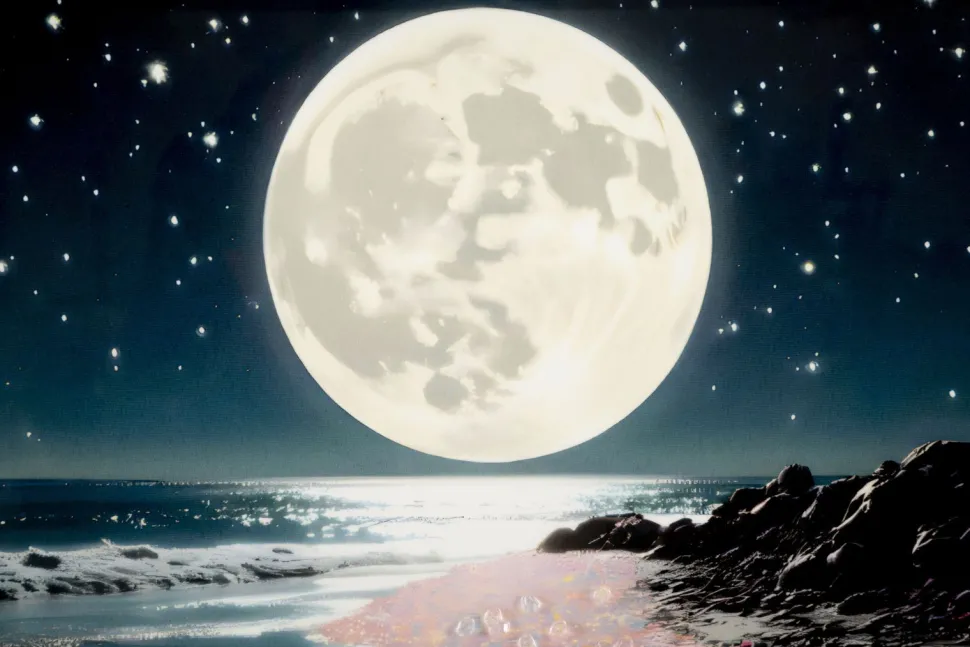 Tableau paysage nocturne cadre Laqué