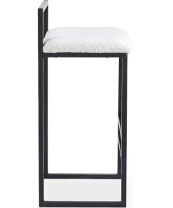 Tabouret de bar en métal Drakkar Noir et Tissu bouclette Crème