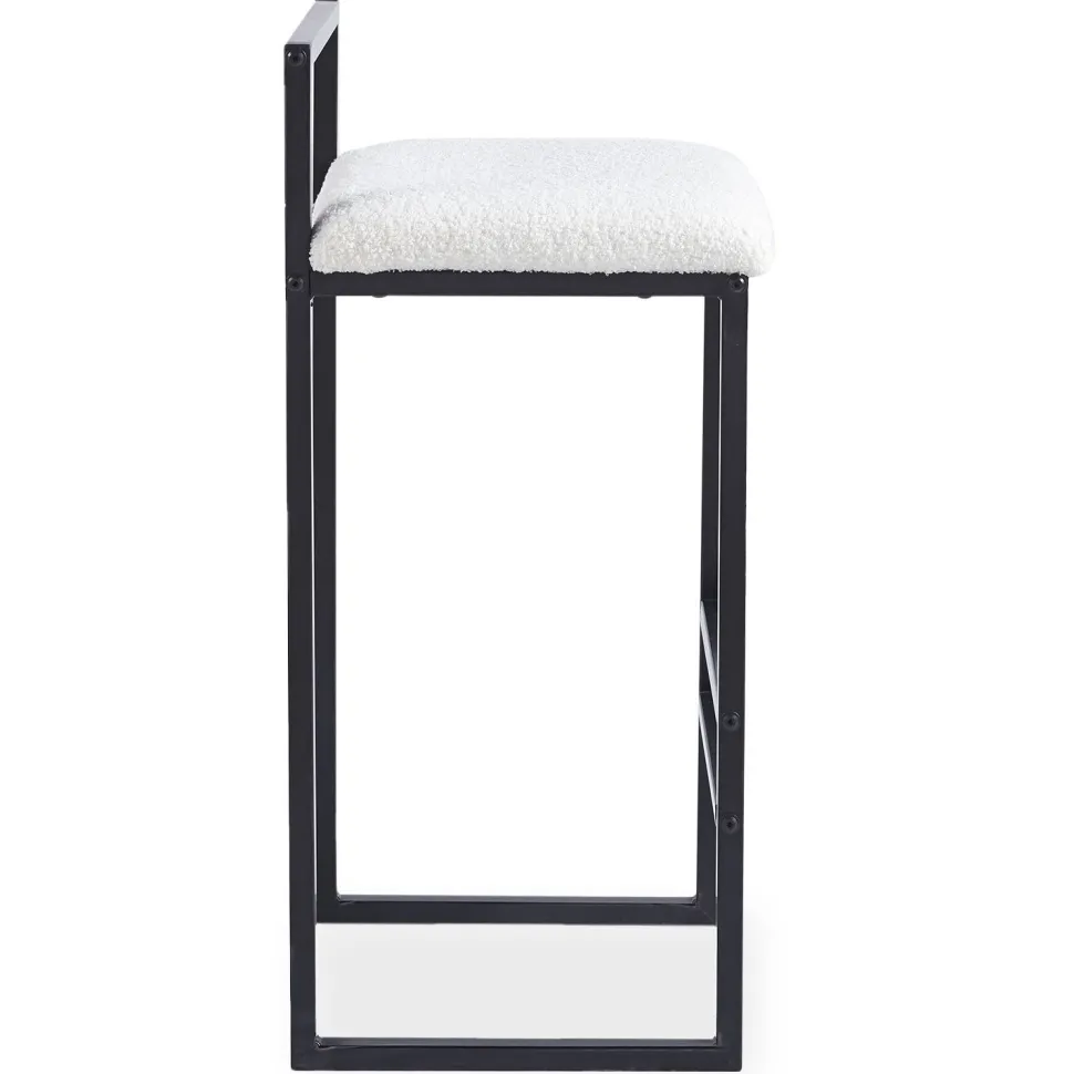 Tabouret de bar en métal Drakkar Noir et Tissu bouclette Crème