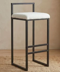 Tabouret de bar en métal Drakkar Noir et Tissu bouclette Crème