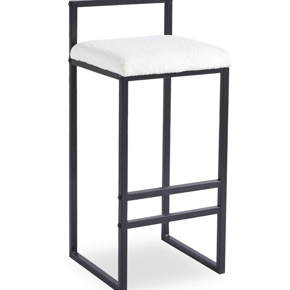 Tabouret de bar en métal Drakkar Noir et Tissu bouclette Crème