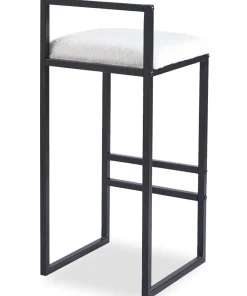 Tabouret de bar en métal Drakkar Noir et Tissu bouclette Crème