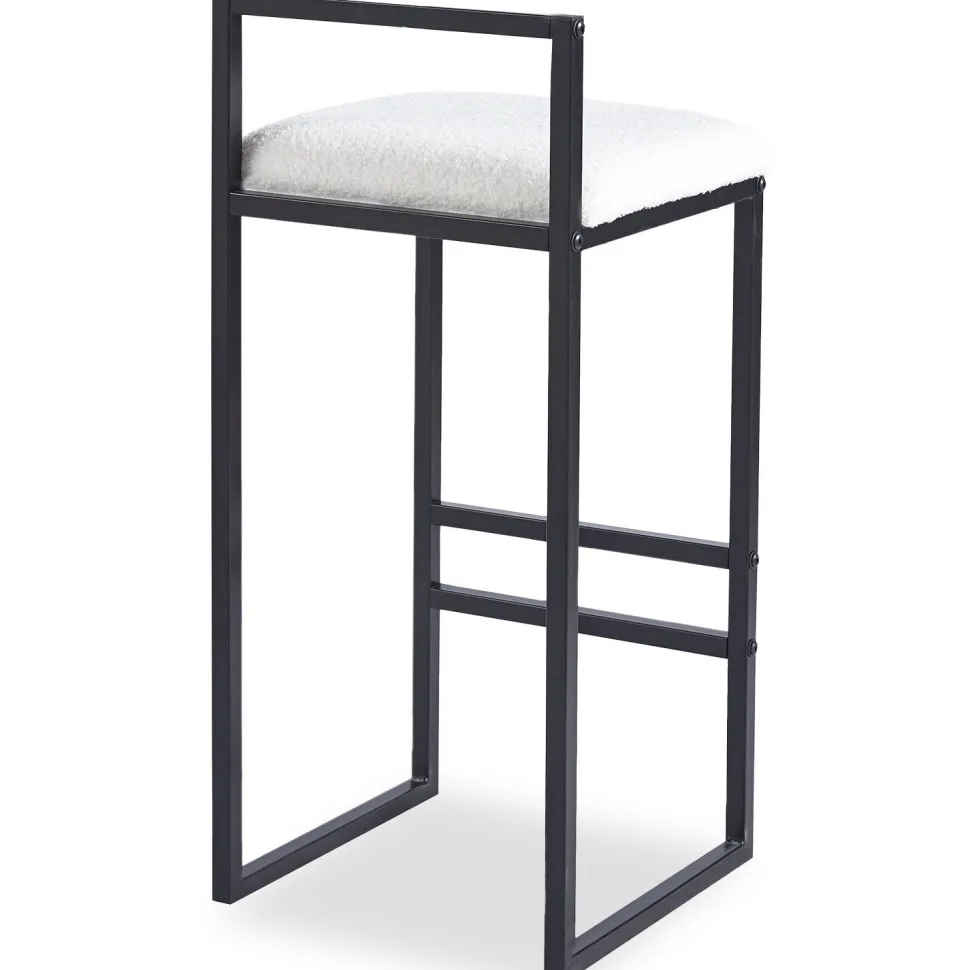 Tabouret de bar en métal Drakkar Noir et Tissu bouclette Crème